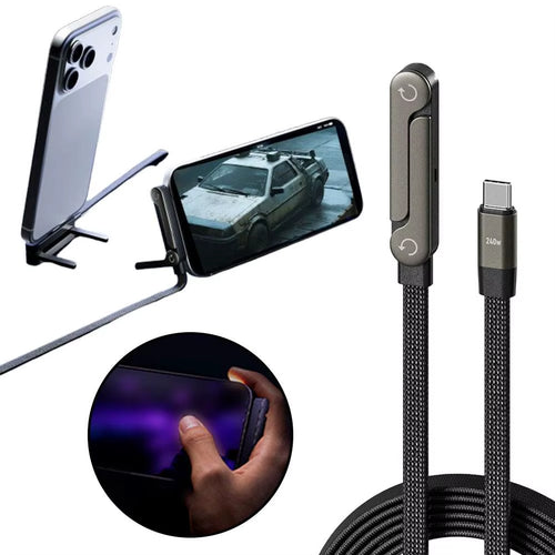 240/65W Fast Charging Foldable Bracket Data Cable 2-In-1 Data Wire Foldable Phone Tablet Stand Type-C to Type-C /USB-A to Type-C